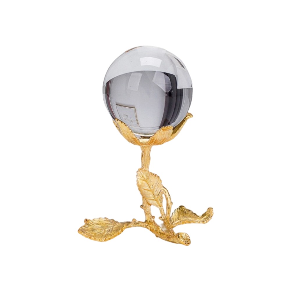 Modern Luxury Crystal Ball On Gold Leave Pedestal BJ292