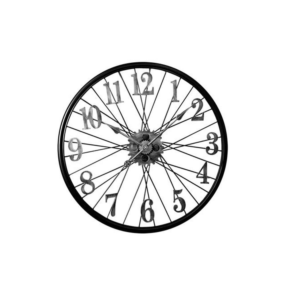 Modern Bicycle Style Wall Clock Black & Silver YX20210806