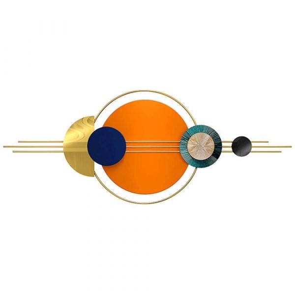 Modern Abstract Hand Crafted Wall Art Gold Black Orange & Blue FBY22154