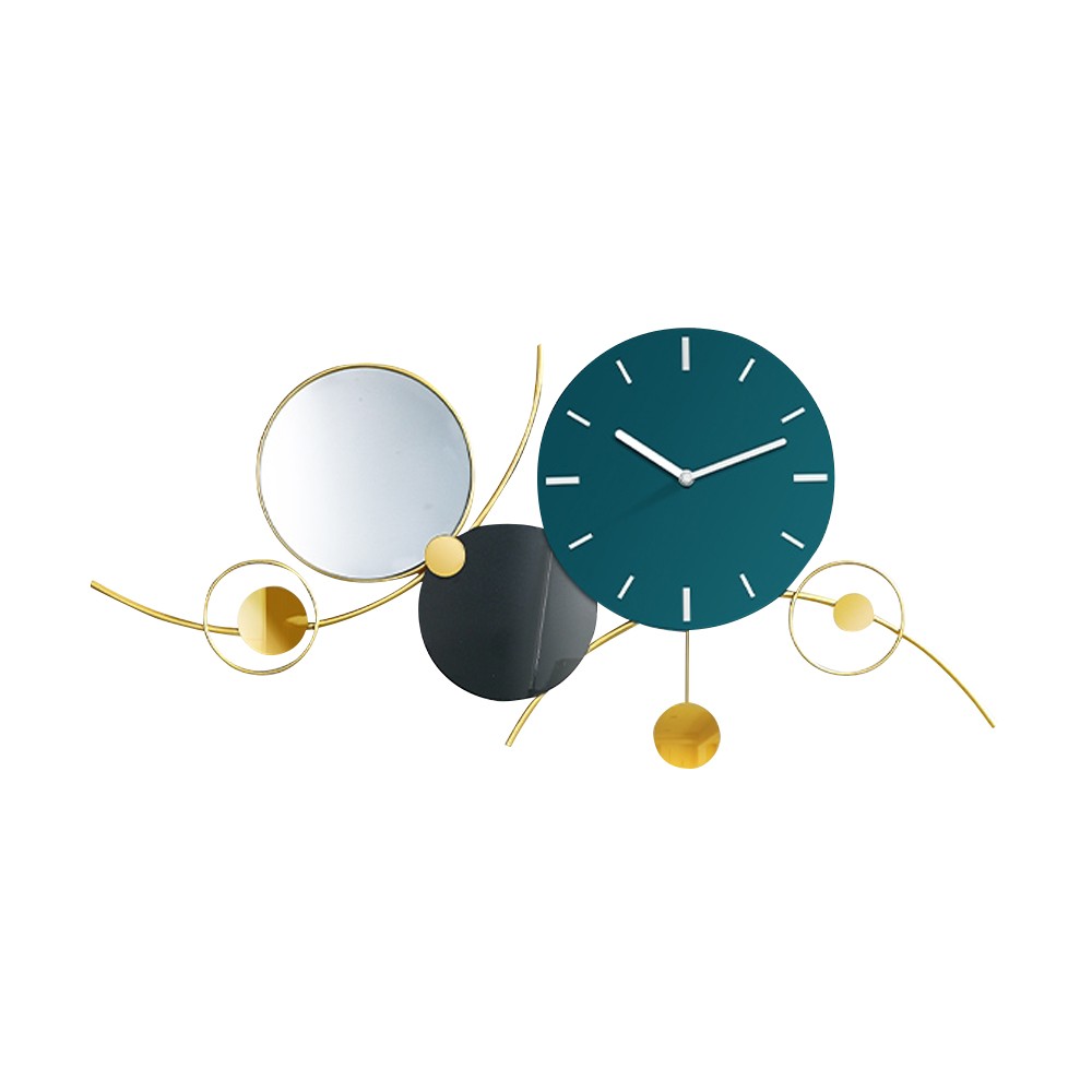 Modern Blue Wall Clock With Gold trimings & Mirror 2011E