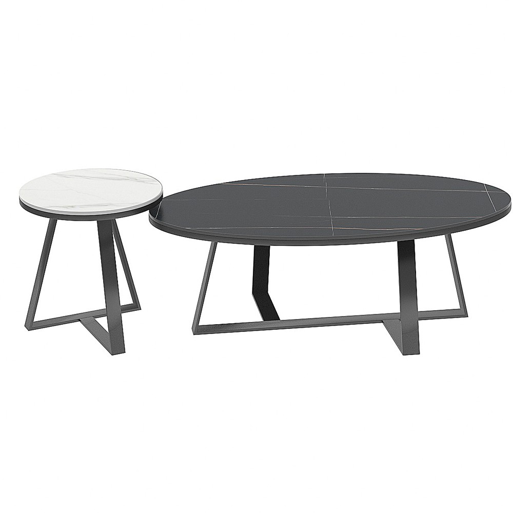 Modern Luxury Set of 2 Coffee Tables Black & White 225