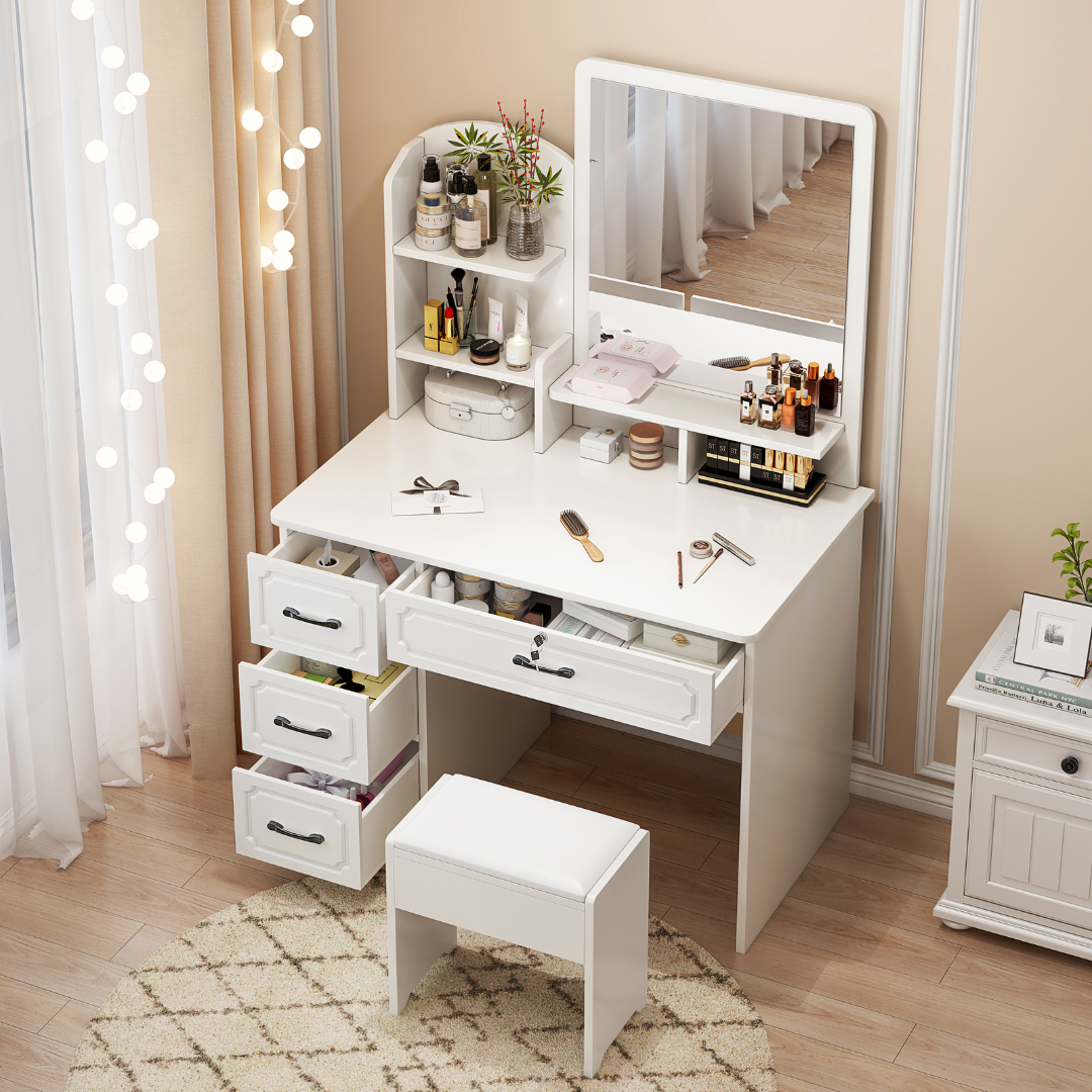 Dresser Vanity Table With Led Mirror Make Up Dressing Table and Stool HEY011902