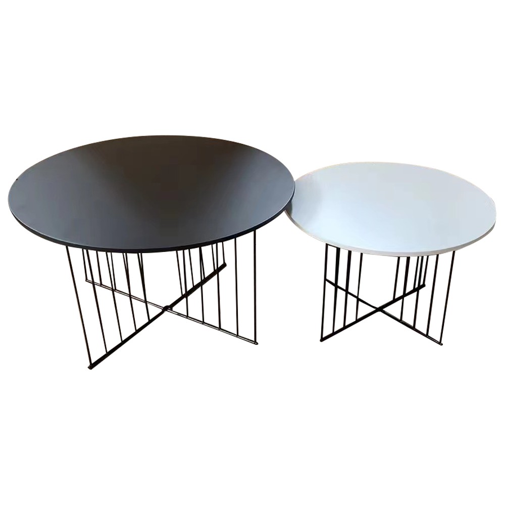 Modern Set of 2 Coffee Tables Black & White Z-014