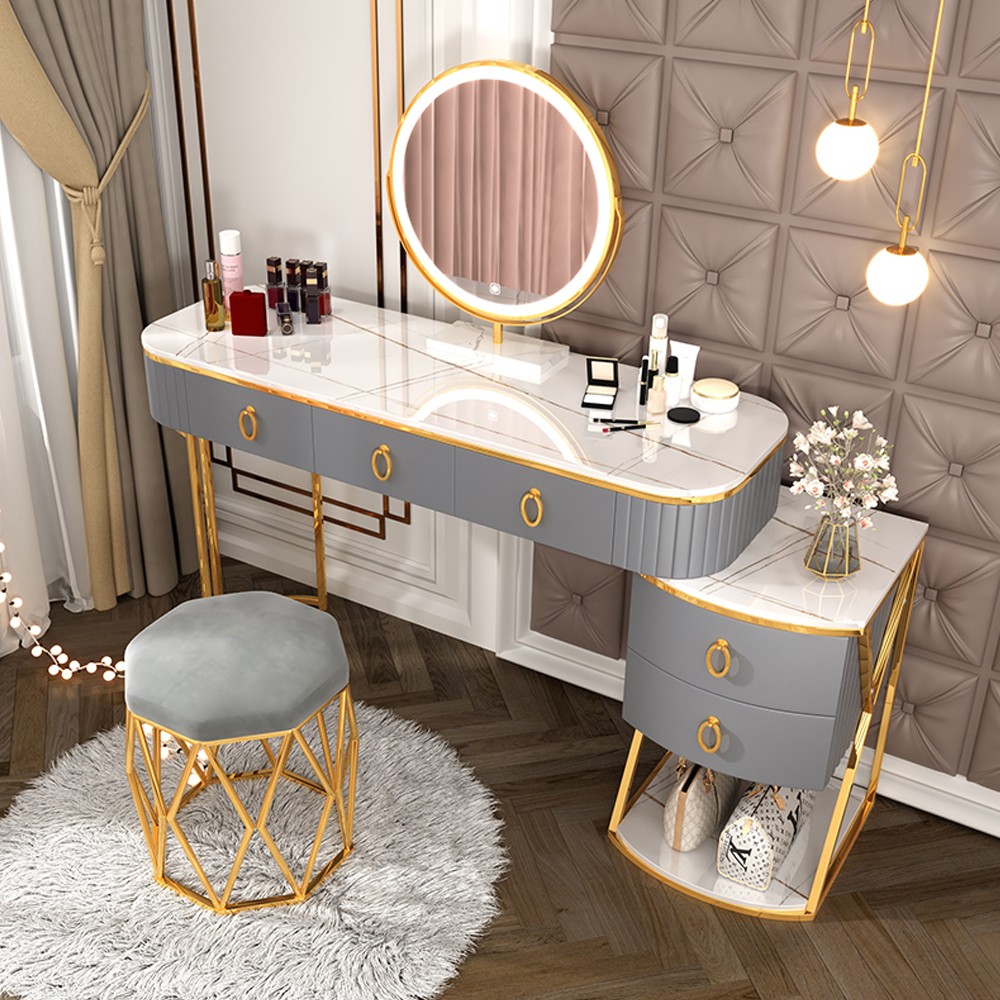Luxury Dressing Table Gray & Gold C-1.2