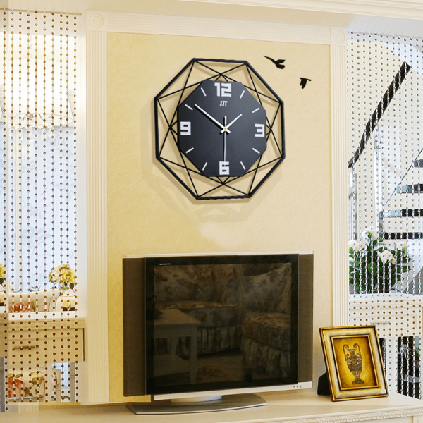 Black Tube Polygonal Wall Clock  35 x 35 cm